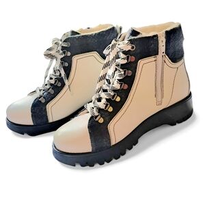 Bos & Co Gallow Prima Leather Ankle Boots Zip Up  Ice Grip Fur Insulated Size 9